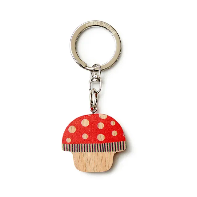 Donna Wilson Mushroom Schlüsselanhänger Holz 4 cm bunt bedruckt