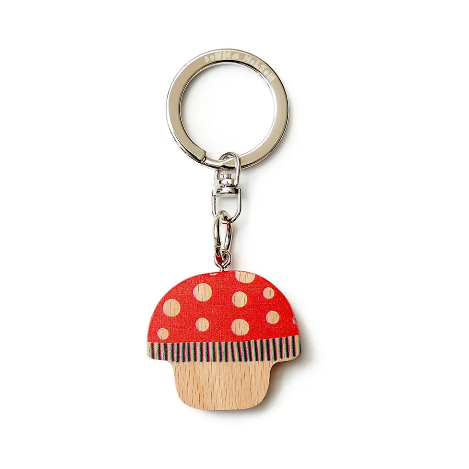 Donna Wilson Mushroom Schlüsselanhänger Holz 4 cm bunt bedruckt