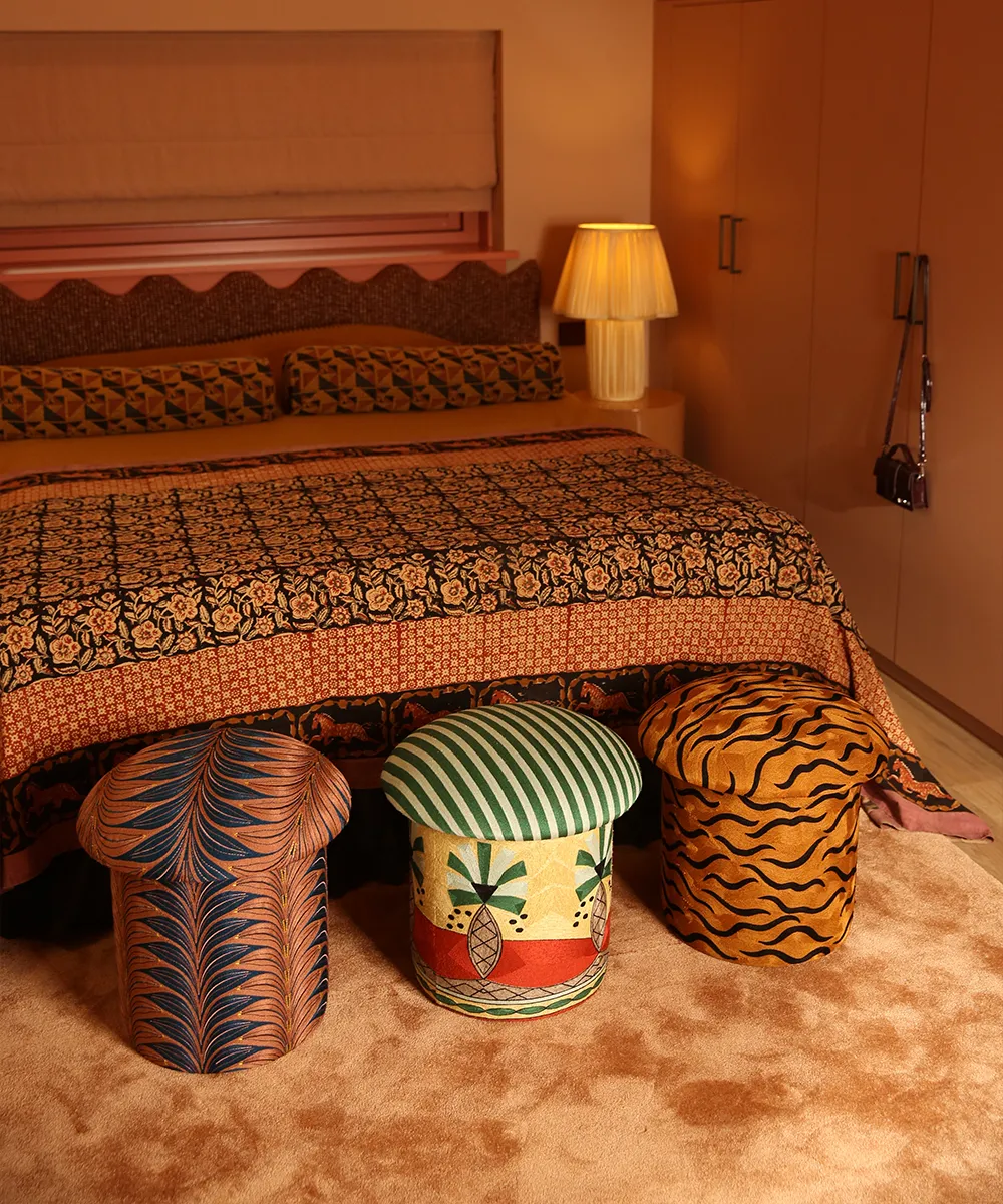 Doing Goods Milo Palm Hocker Palmen-Stickerei 45x45cm
