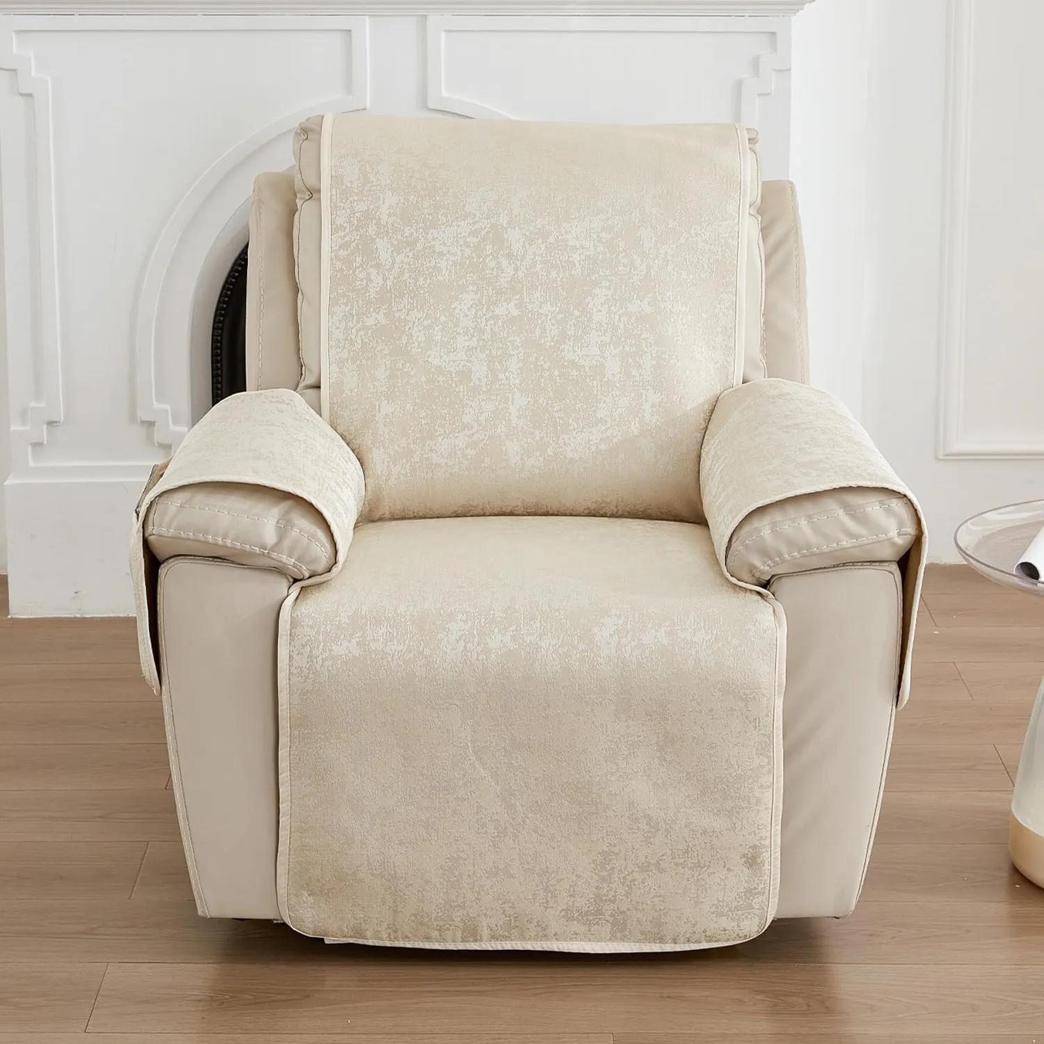 HonunGron Sesselschoner Jacquard Beige Stretch waschbar