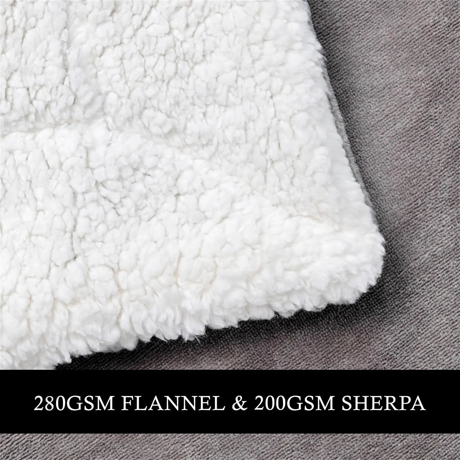 HonunGron Sherpa Fleecedecke 150x200 cm Grau