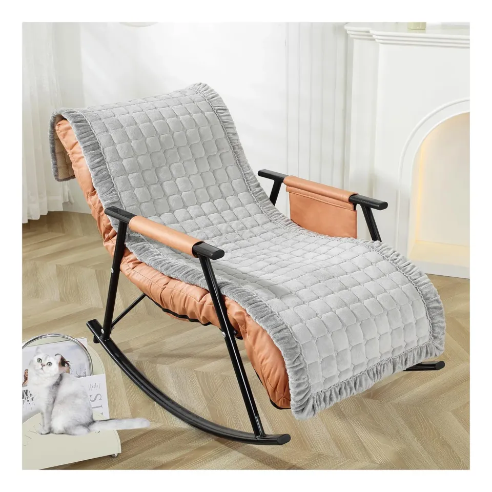 HonunGron Flanell Schaukelstuhlauflage Hellgrau 45x135cm