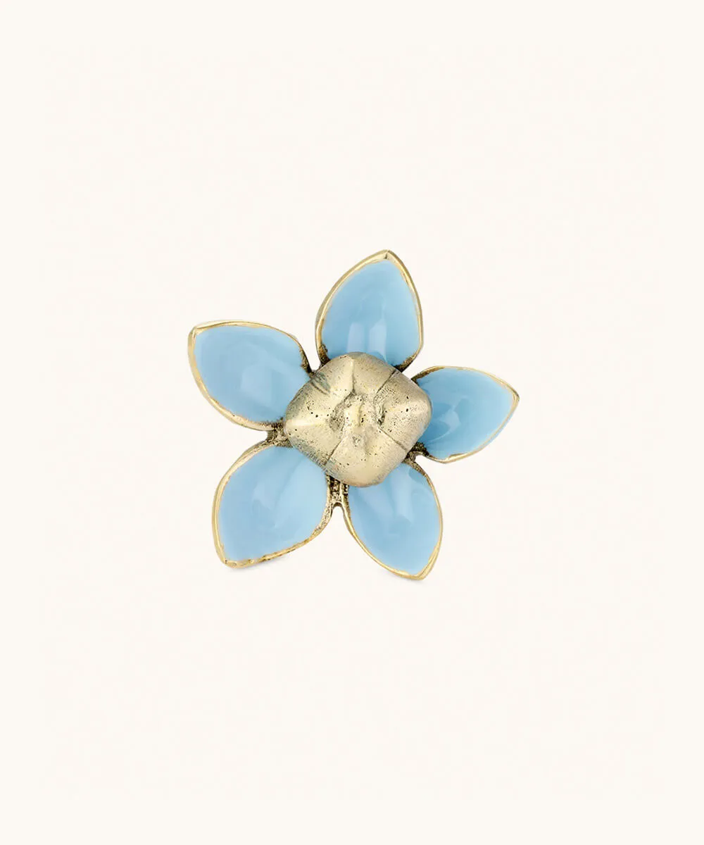 Doing Goods Liv Möbelknopf Hellblau Messing Blume