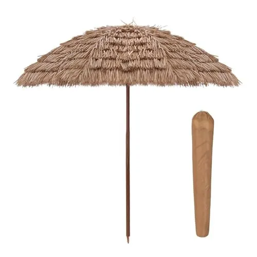 HonunGron Sonnenschirm Hawaii 2,4m Stroh-Optik neigbar