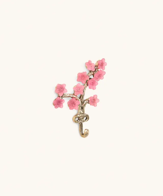 Doing Goods Elodie Fleur Wandhaken Messing rosa 11,5 cm