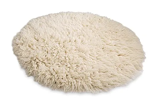 THEKO Flokos XXL Flokati 100cm Rund Natur Schurwolle
