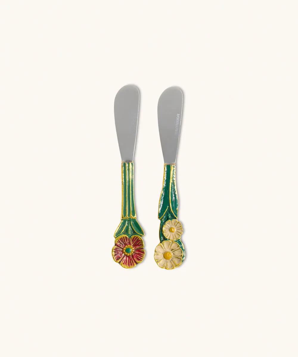 Doing Goods Posy Buttermesser Set 2-teilig floral Gold