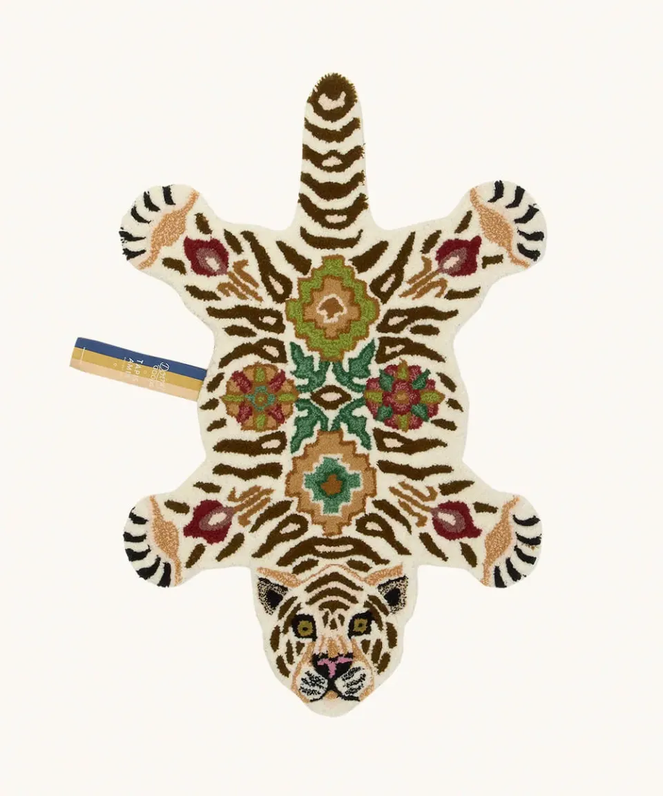 Doing Goods Jill Tiger Wollteppich 90x63 handgefertigt floral
