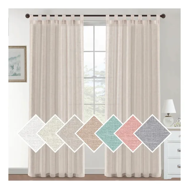 HonunGron Leinenvorhang Beige 2xH183xB132 halbtransparent