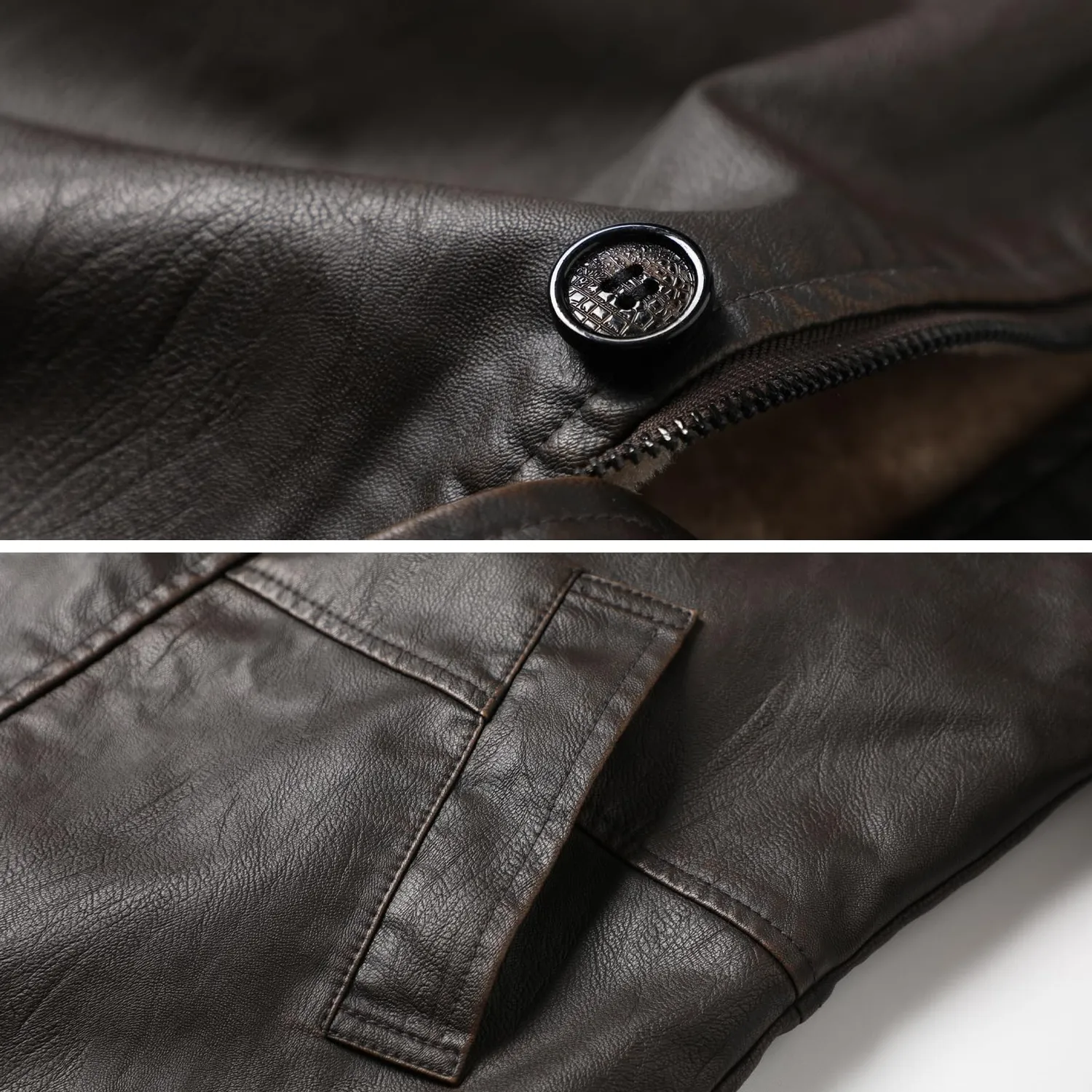 HonunGron Herren Ledermantel PU Braun XL