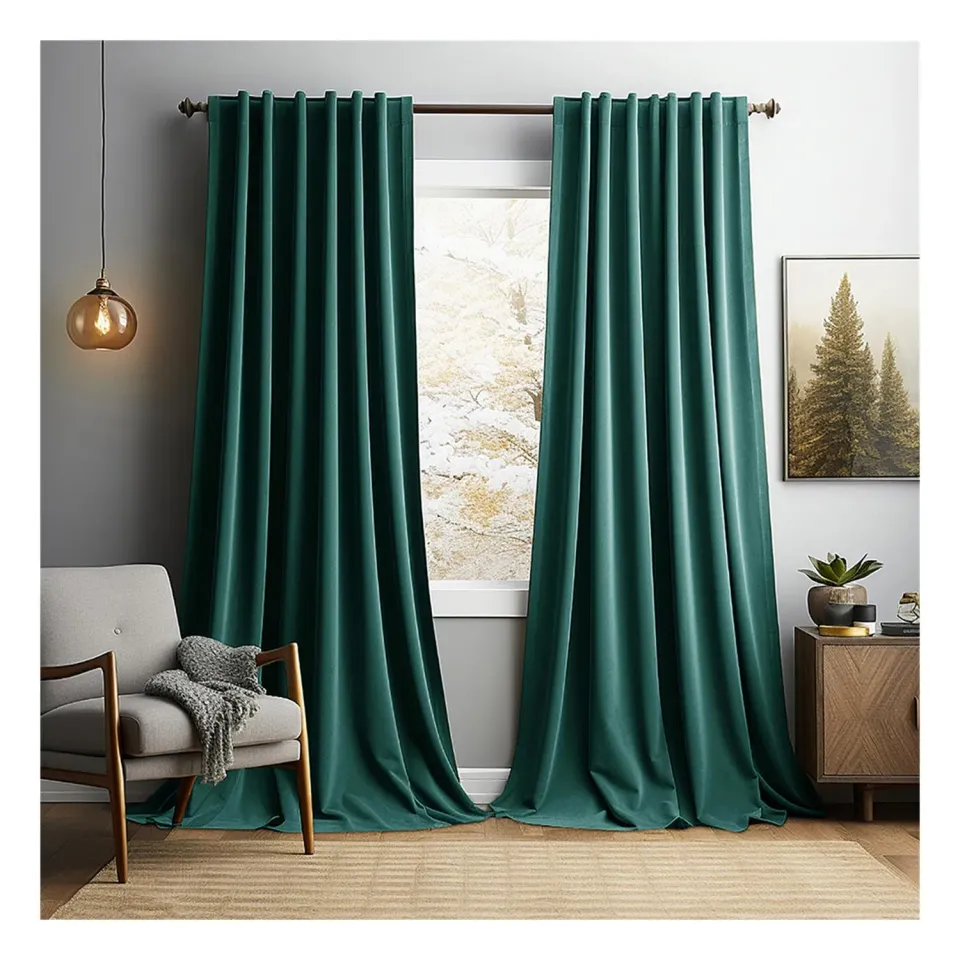 HonunGron Samtvorhang 213x132 Türkis Verdunkelnd 2er-Set