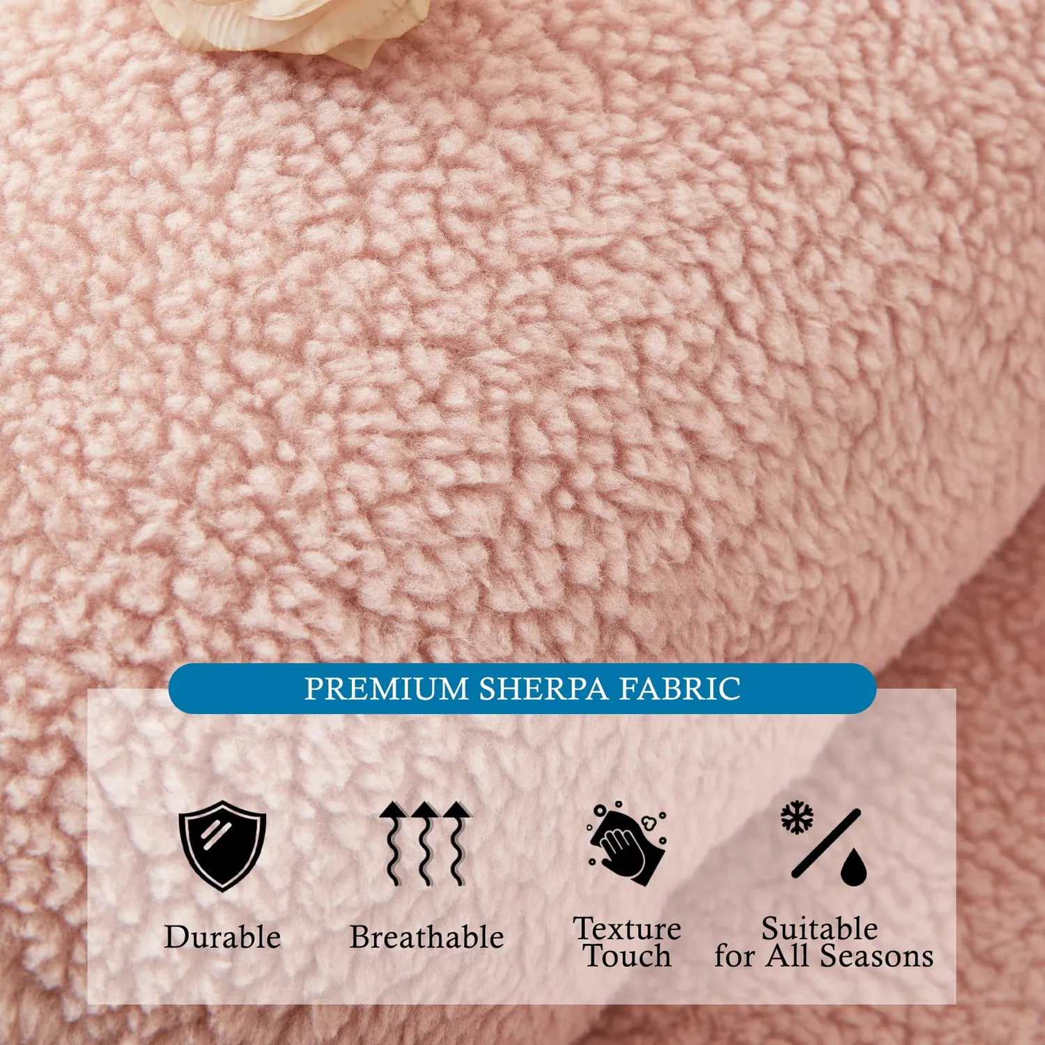 HonunGron Sherpa Sesselschoner 56x207cm Rosa rutschfest
