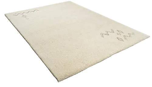 THEKO Hadj Berberteppich 60x120 cm Weiß Schurwolle