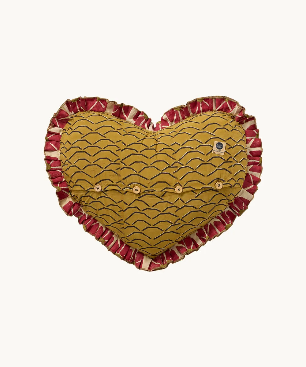 Doing Goods Erin Large Kissen Herz Baumwolle Blockprint