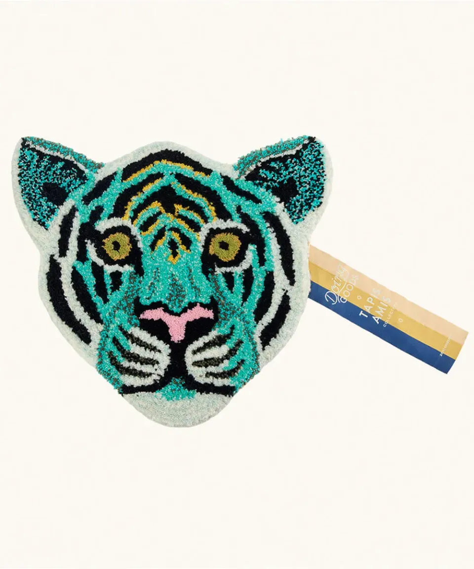 Doing Goods Admiral Teppich Tigerkopf Blau 34x31 Wolle