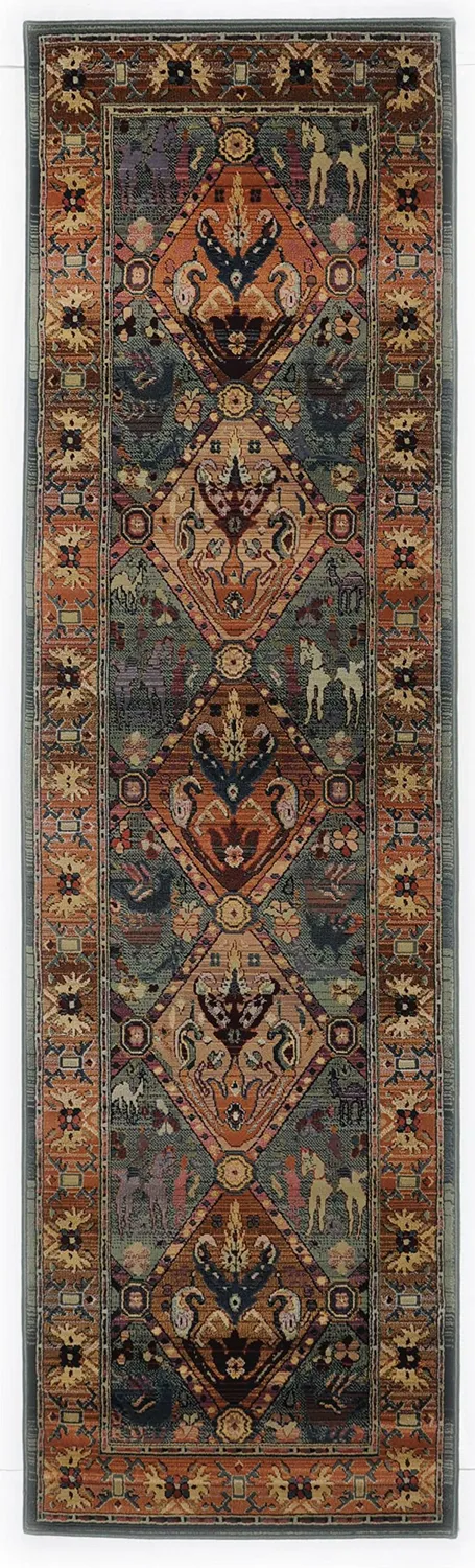 THEKO Gabiro Orientteppich 90x160cm Grün Vintage-Effekt