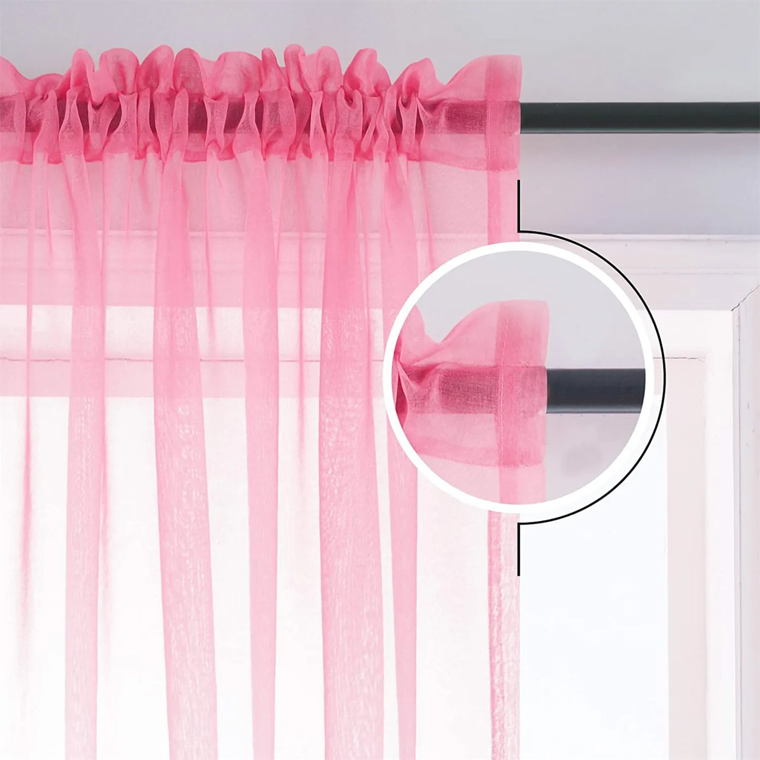 HonunGron Farbverlauf Voile-Vorhang transparent Rosa-Blau 244x132 2er-Pack