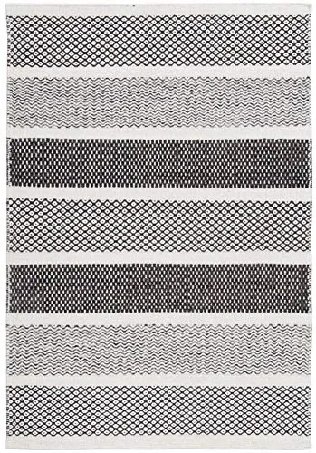 THEKO Trondheim Wollteppich 55x80 Natur Grau handgewebt