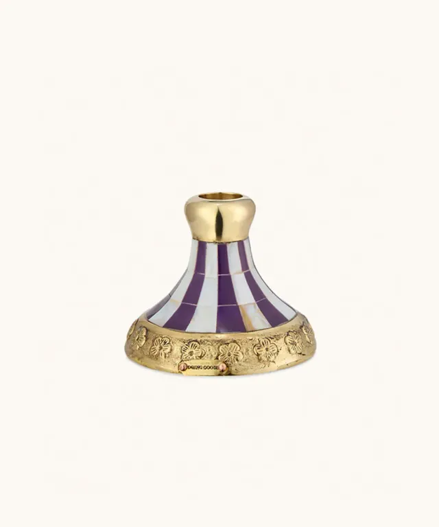 Doing Goods Sanya Kerzenhalter Violett gestreift Messing