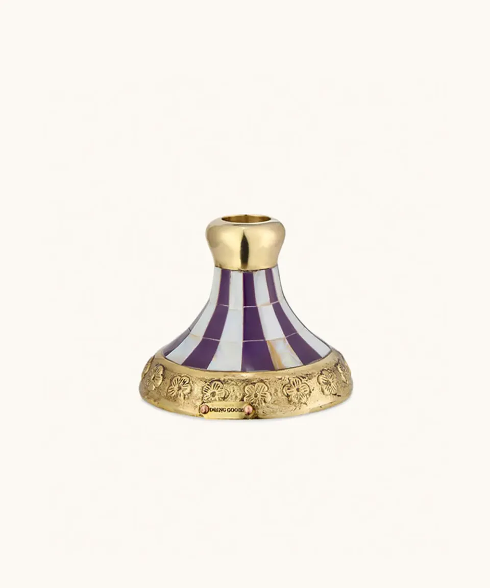 Doing Goods Sanya Kerzenhalter Violett gestreift Messing