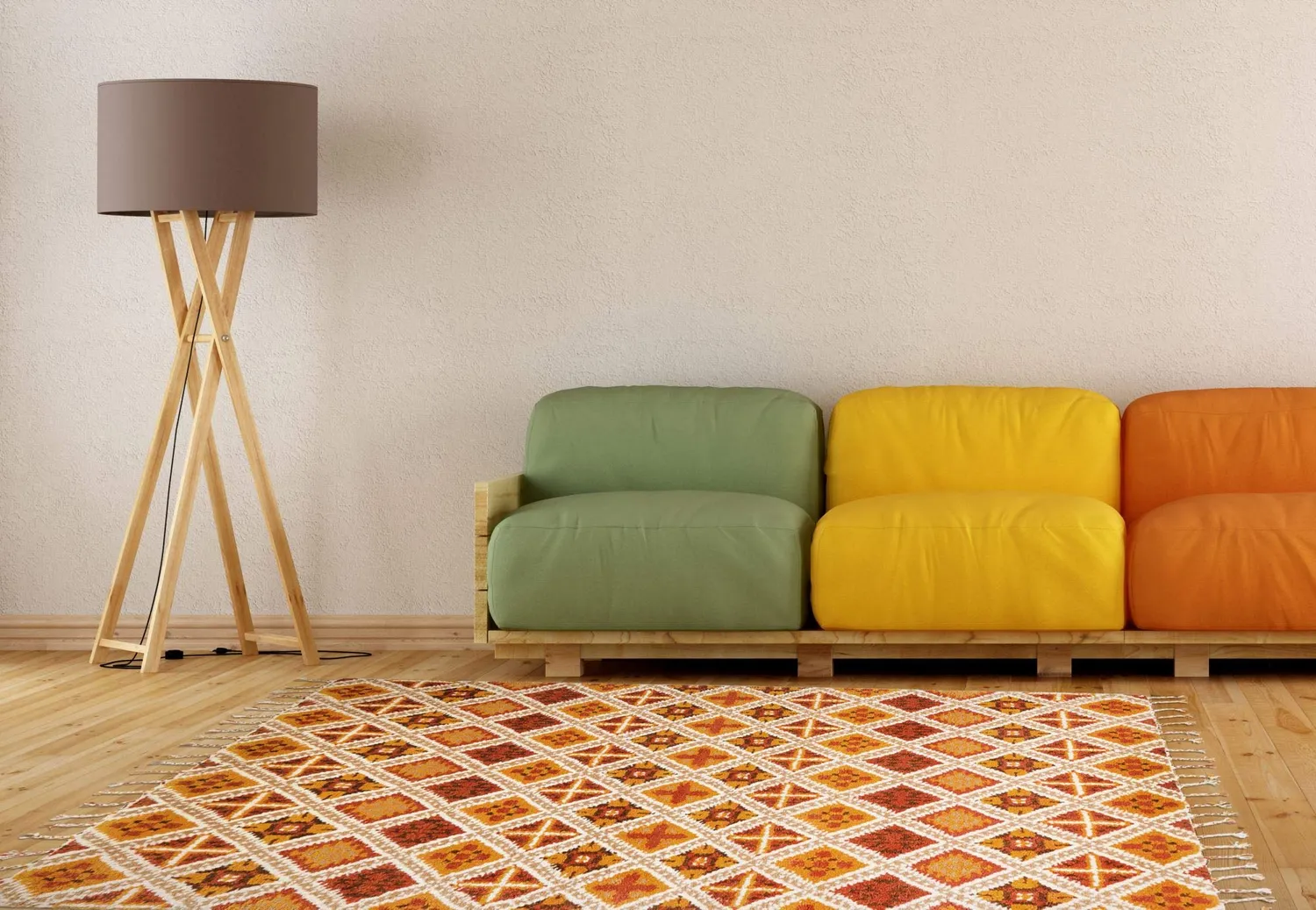 THEKO Marmoucha Berberteppich 70x140 terra beige Schurwolle