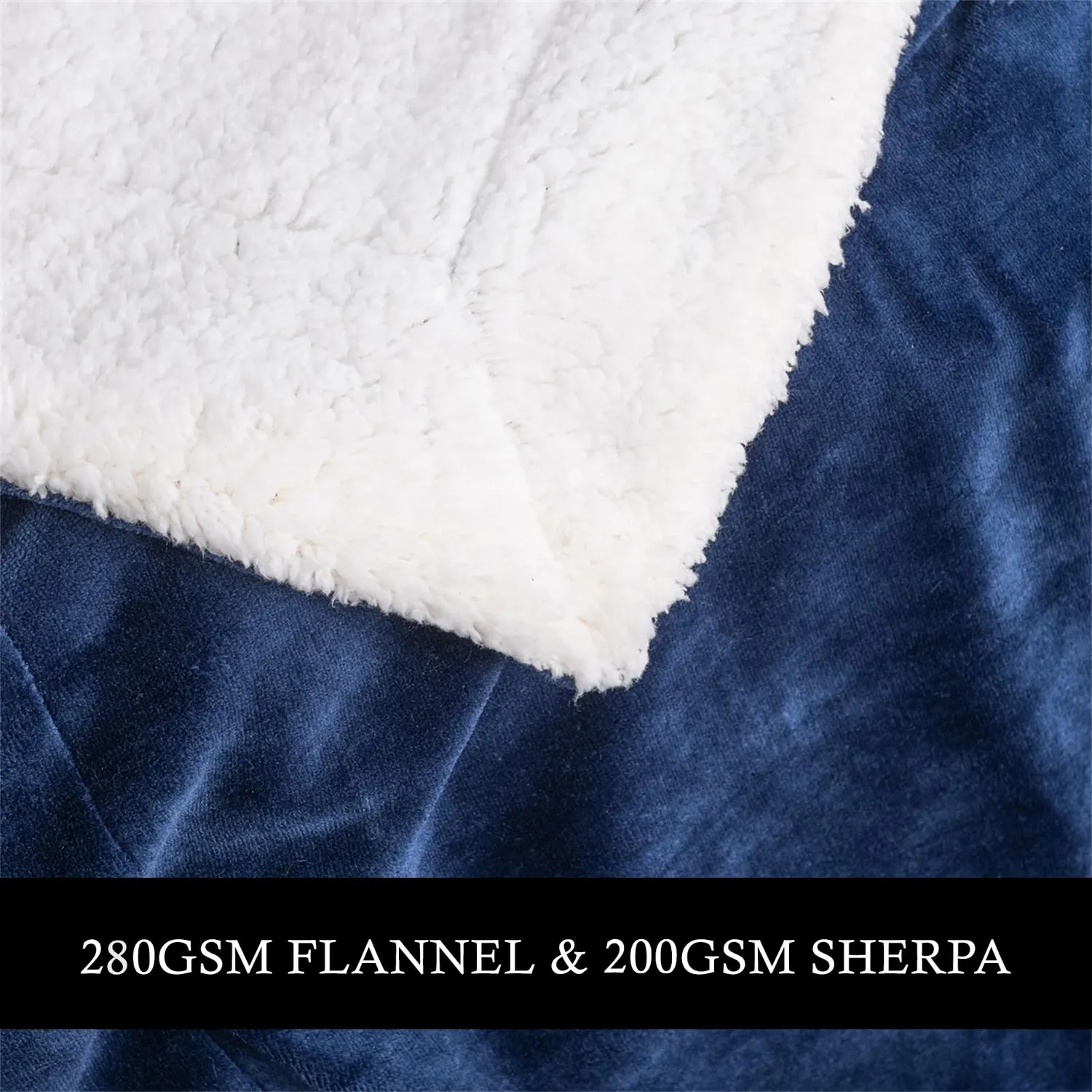 HonunGron Sherpa Fleecedecke 150x200 Marineblau