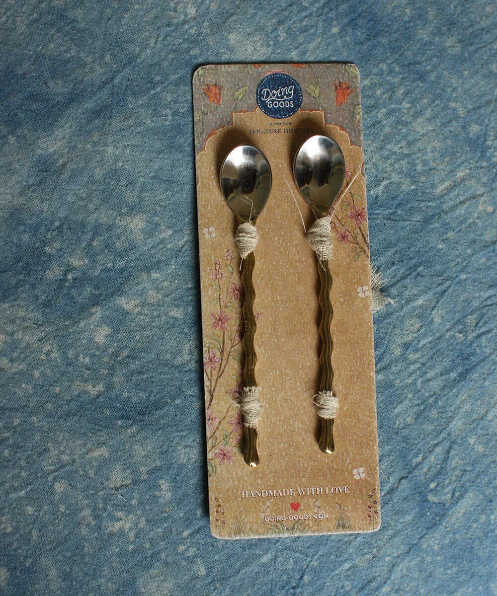 Doing Goods Wavy Teelöffel Set Messing 2-teilig