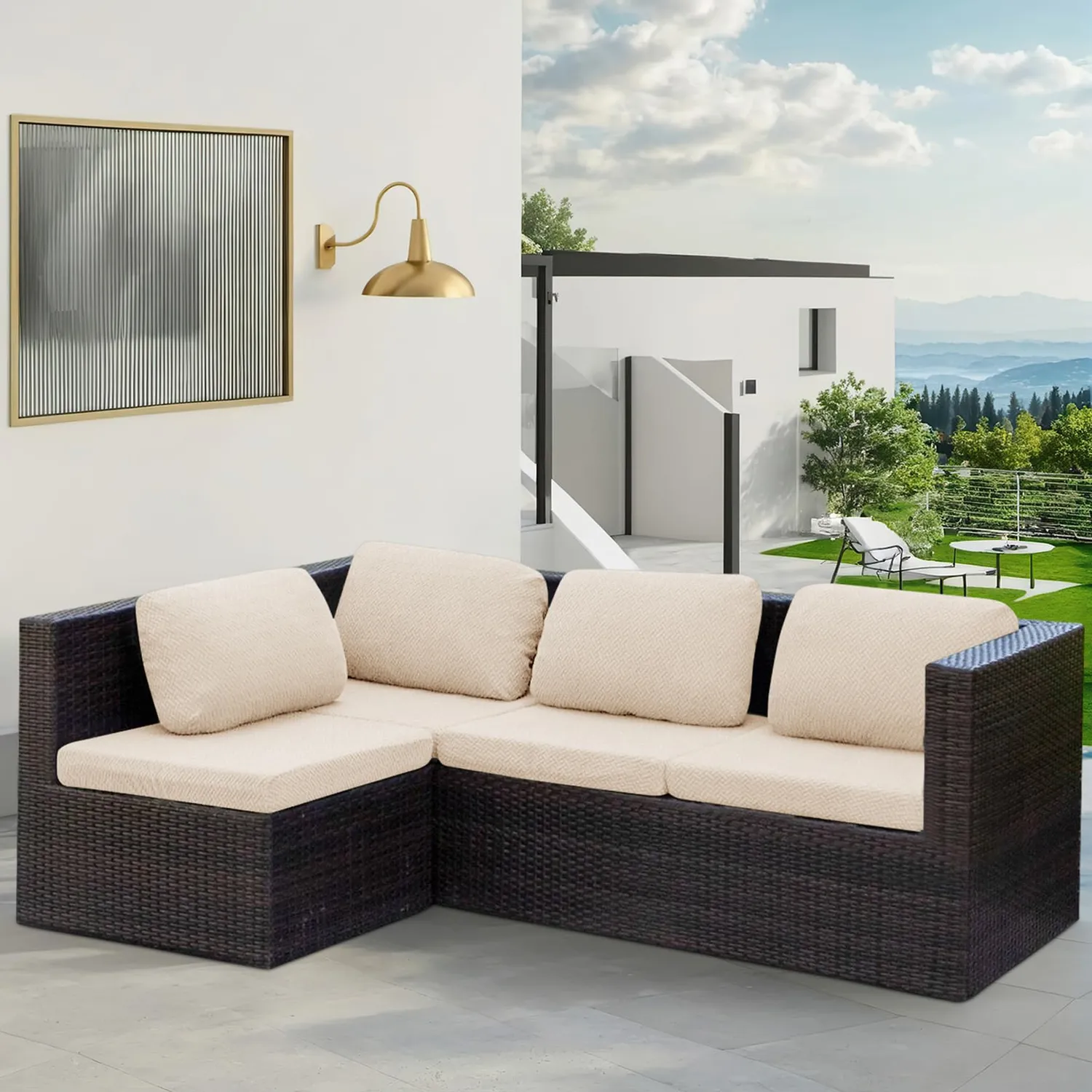 HonunGron Sofakissenbezug 3 Sitzer Beige wasserdicht