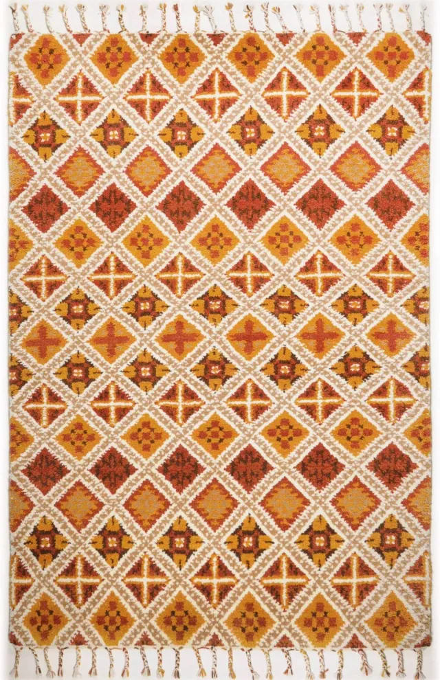 THEKO Marmoucha Berberteppich 70x140 terra beige Schurwolle