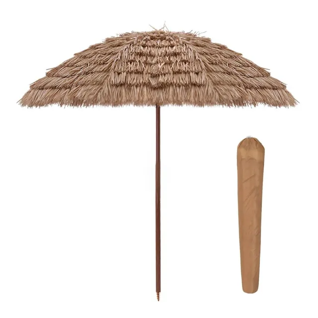 HonunGron Sonnenschirm Hawaii 2,4m Stroh-Optik neigbar
