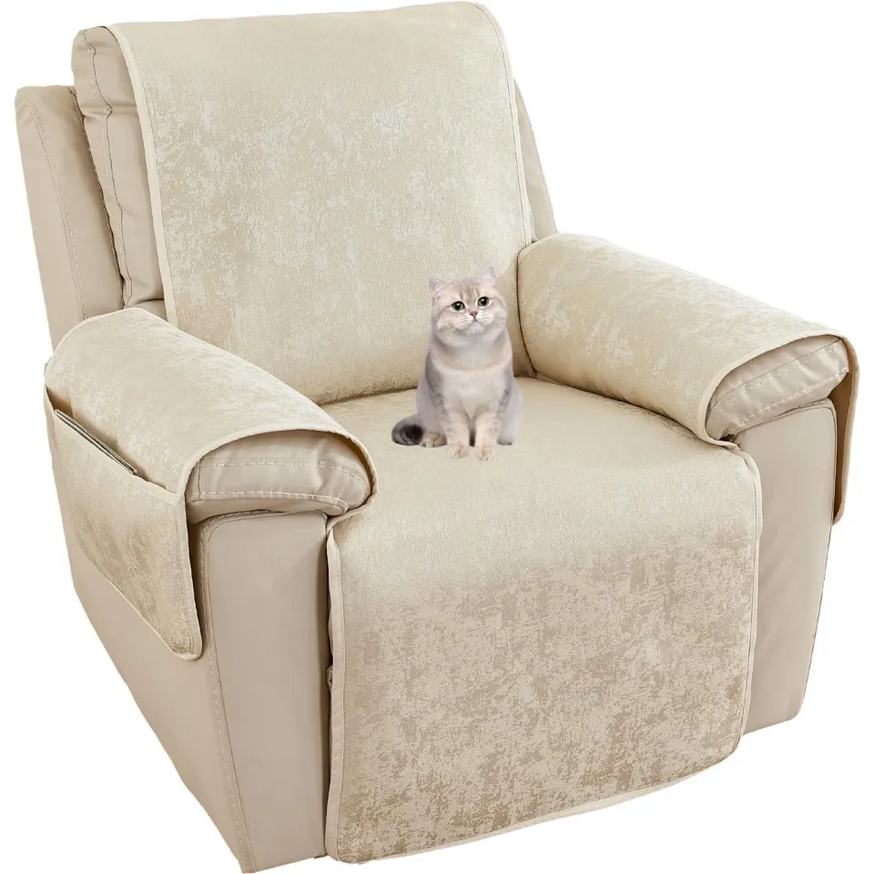 HonunGron Sesselschoner Jacquard Beige Stretch waschbar