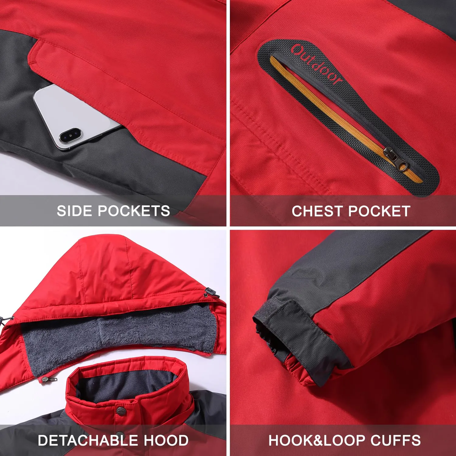 HonunGron Skijacke Herren 6XL Gefüttert Winter