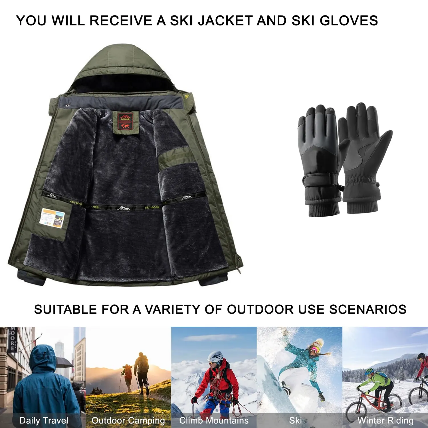HonunGron Skijacke Herren 6XL Gefüttert Winter