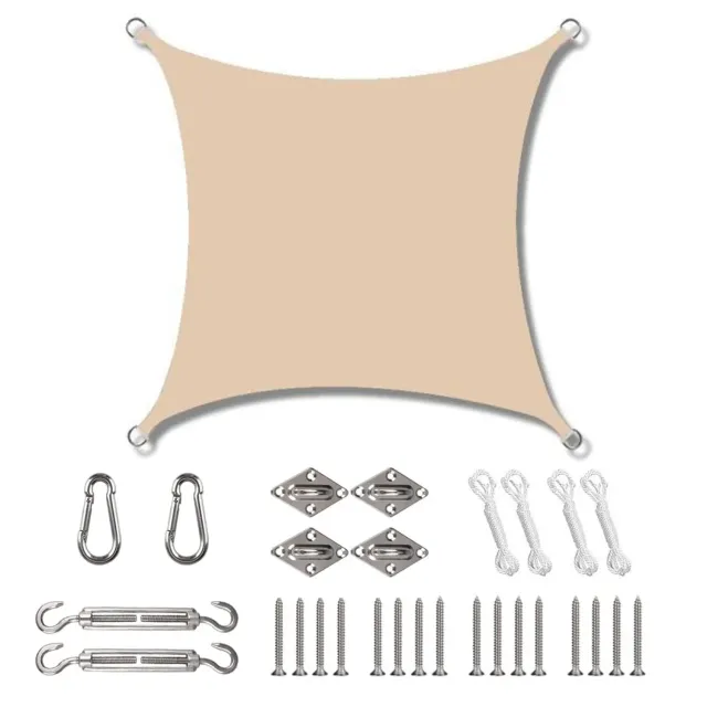 HonunGron Sonnensegel Rechteckig 3x3m Creme UV-Schutz