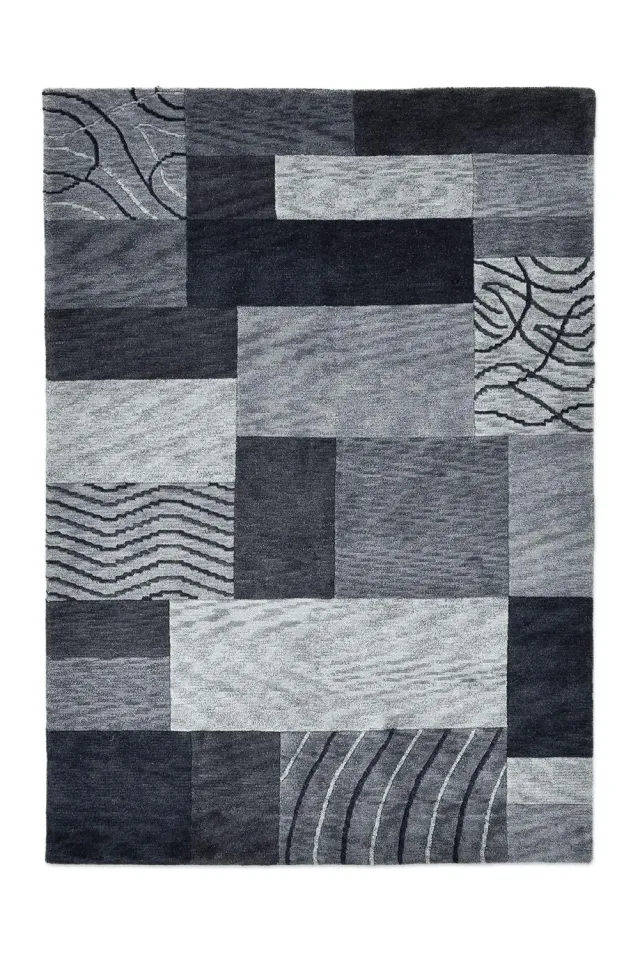 THEKO Royal Domas Wollteppich anthrazit 60x90 – Schurwolle