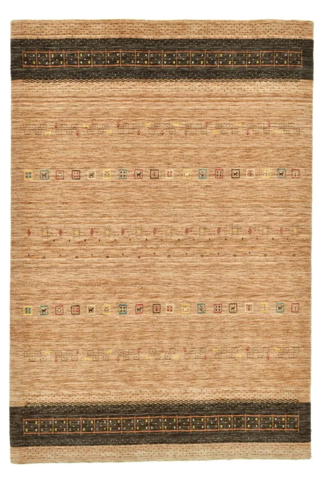 THEKO Lori Dream Gold Teppich 70x140 Hellbraun Schurwolle