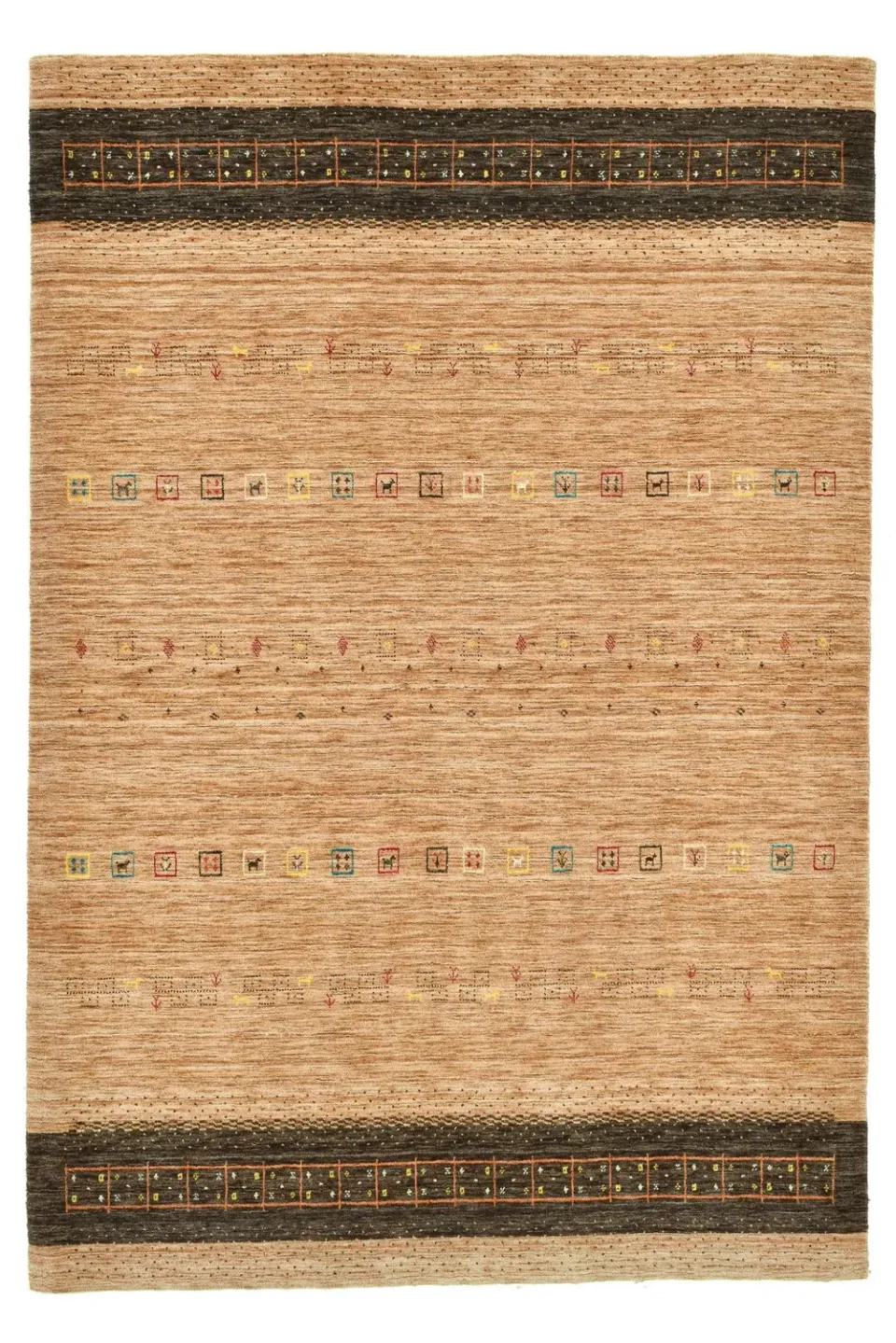 THEKO Lori Dream Gold Teppich 70x140 Hellbraun Schurwolle