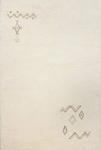 THEKO Hadj Berberteppich 60x120 cm Weiß Schurwolle