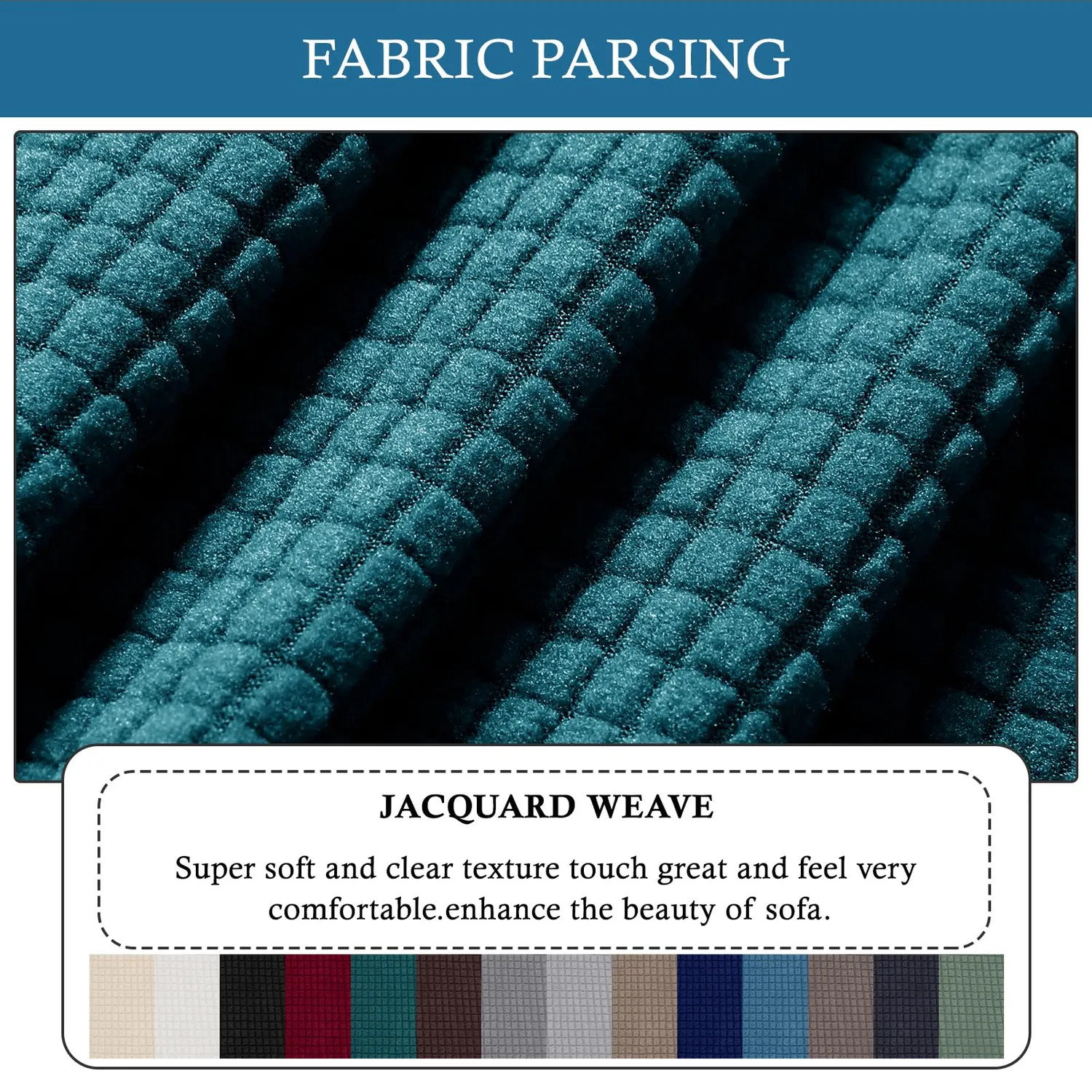HonunGron Ecksofa Bezug 5-Sitzer Jacquard Dunkelgrün 7-teilig