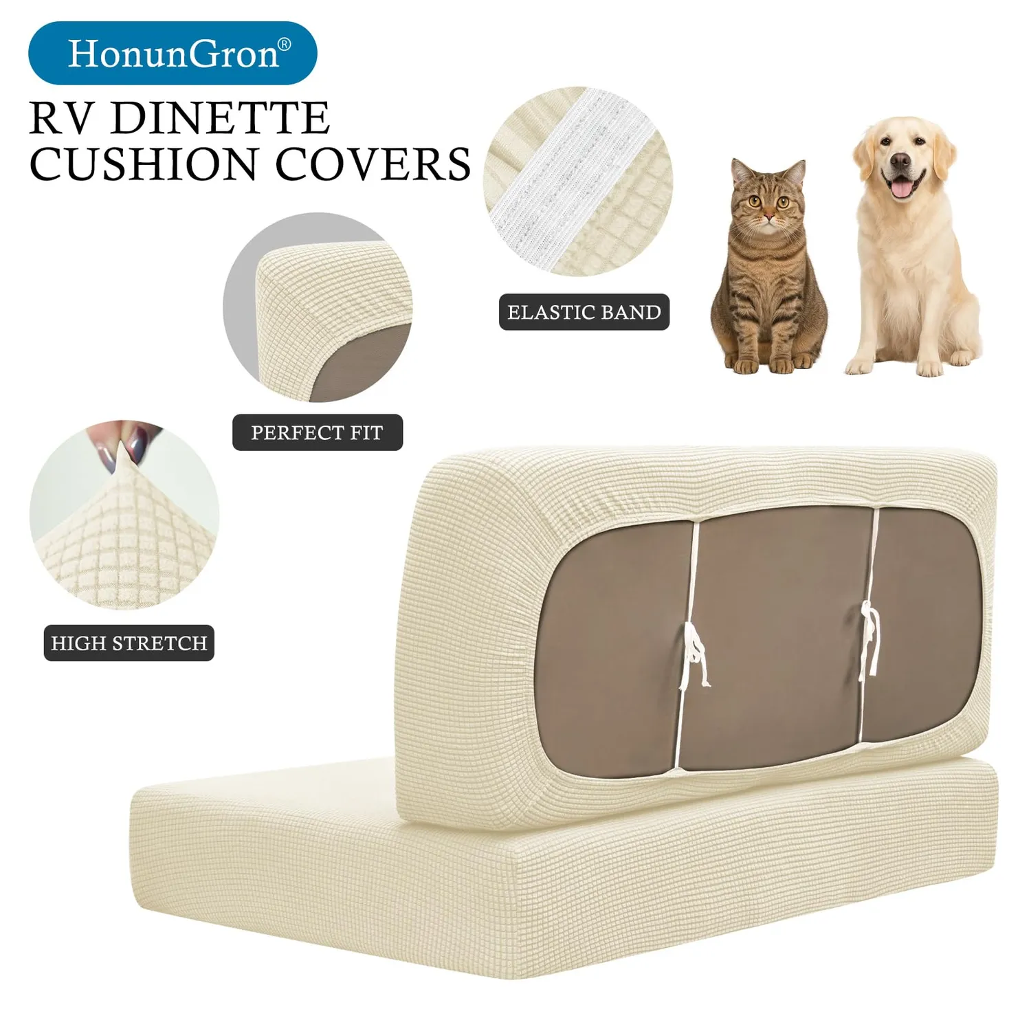 HonunGron Wohnwagen Polsterbezug Beige 50-65 cm Jacquard