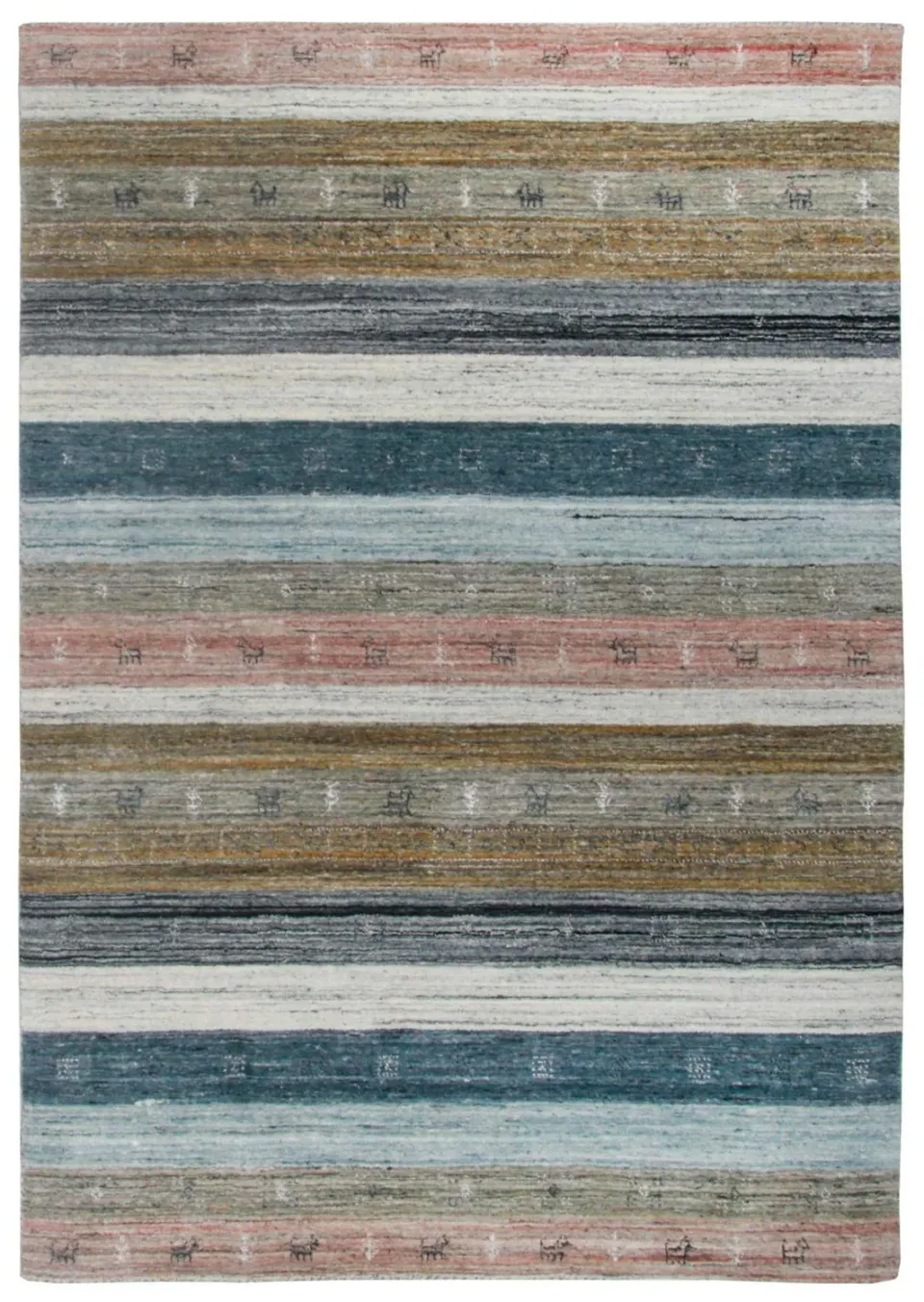 THEKO Nebraska Wollteppich 70x140 cm Bunt Schurwolle