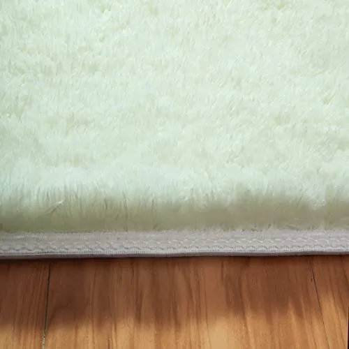 QUANHAO Plüschteppich 80 x 120 cm Weiß Hochflor