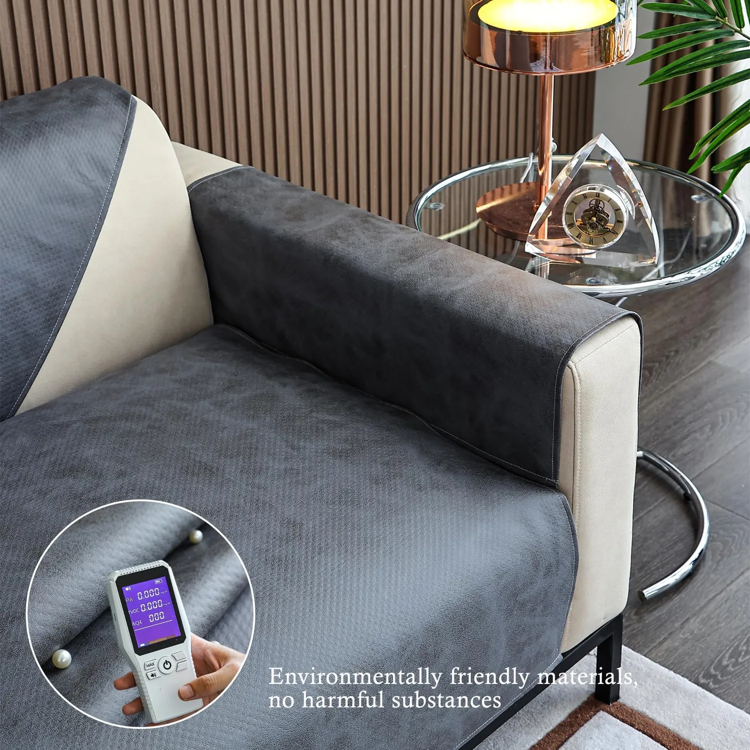 HonunGron Sofaschoner Kunstleder 70x70 Dunkelgrau wasserdicht
