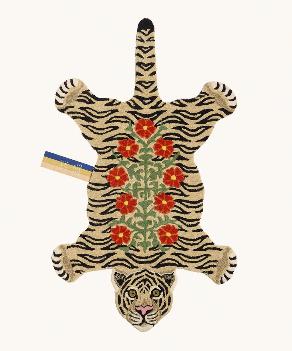 Doing Goods Floral Tiger Teppich Weiss Gross Wolle