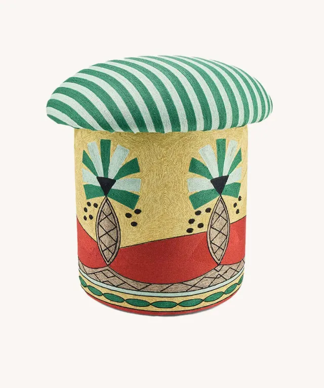 Doing Goods Paloma Palmier Hocker bestickt Palme Baumwolle