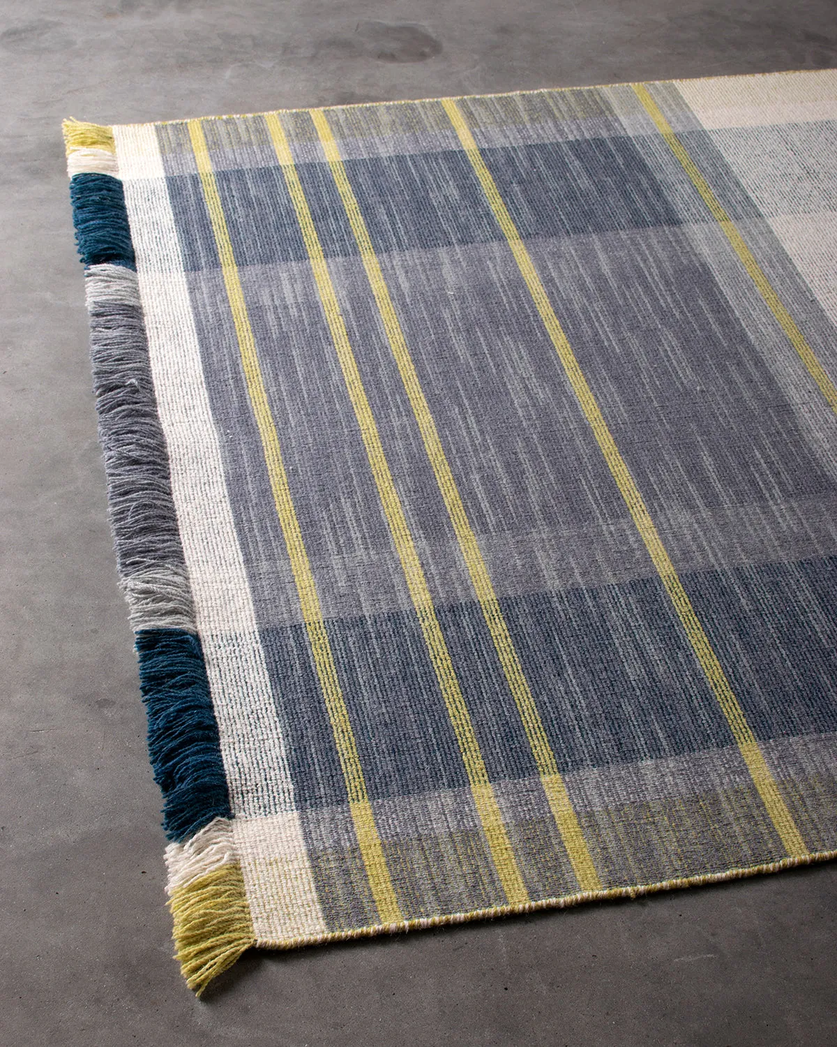 HC Interior Rugs Kreta 2770-041 Kelim-Teppich Lime/Blue Wolle