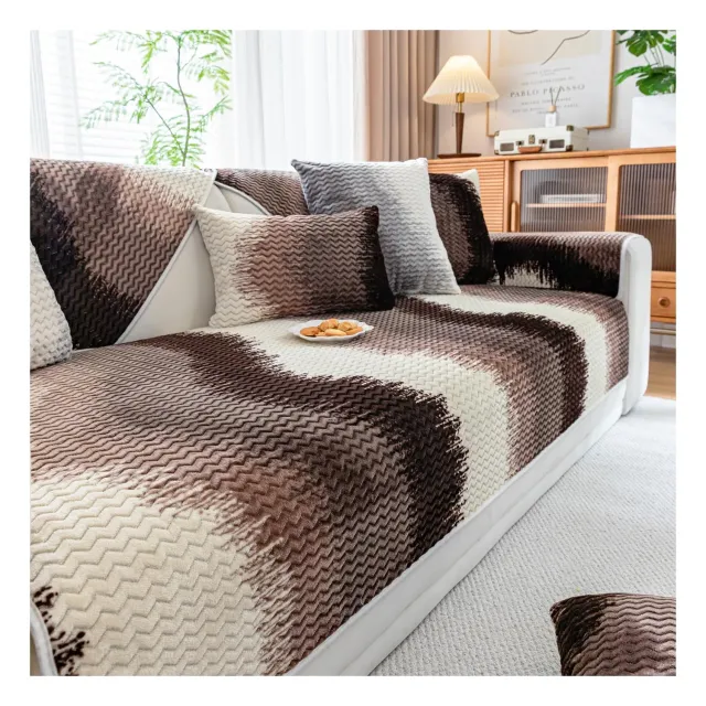 HonunGron Flanell Sofabezug 70x70cm Braun rutschfest warm