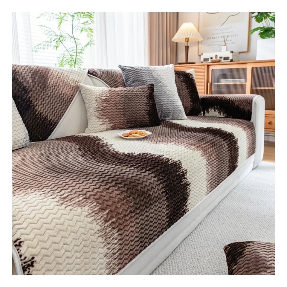 HonunGron Flanell Sofabezug 70x70cm Braun rutschfest warm