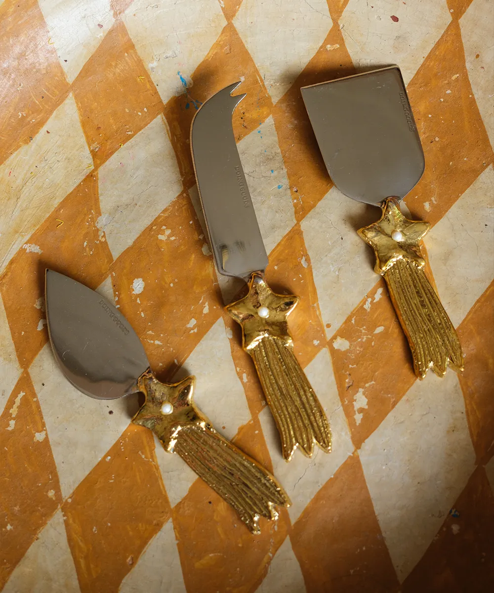 Doing Goods Pearly Star Käsemesser Set 3-teilig gold Messing