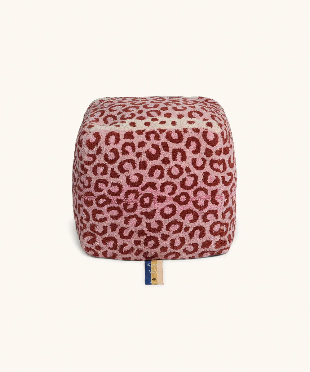 Doing Goods Leopard Rose Pouf 50 cm rosa Wolle
